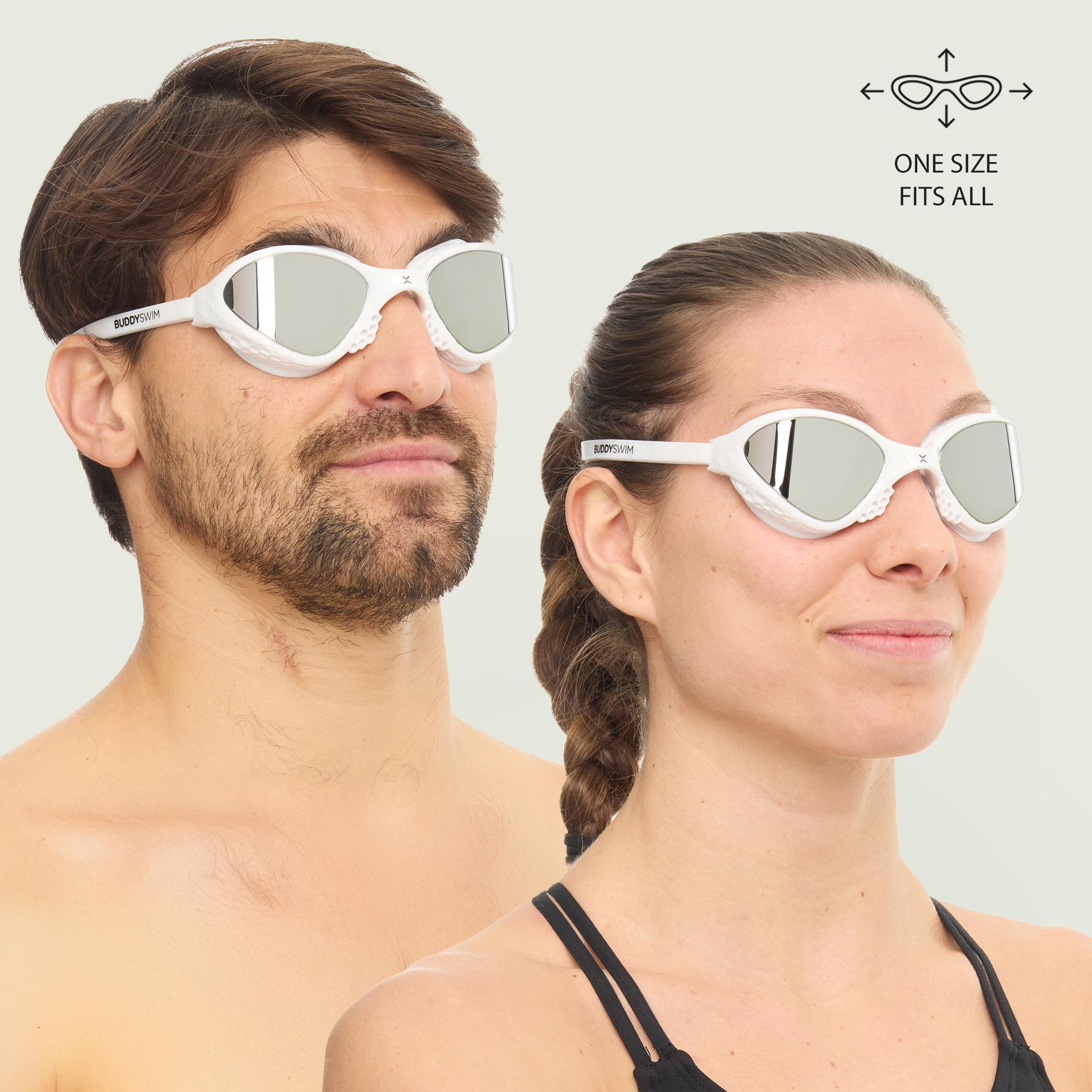 BuddySwim OzeanX Swim Goggles White/Silver Mirror - Image 3