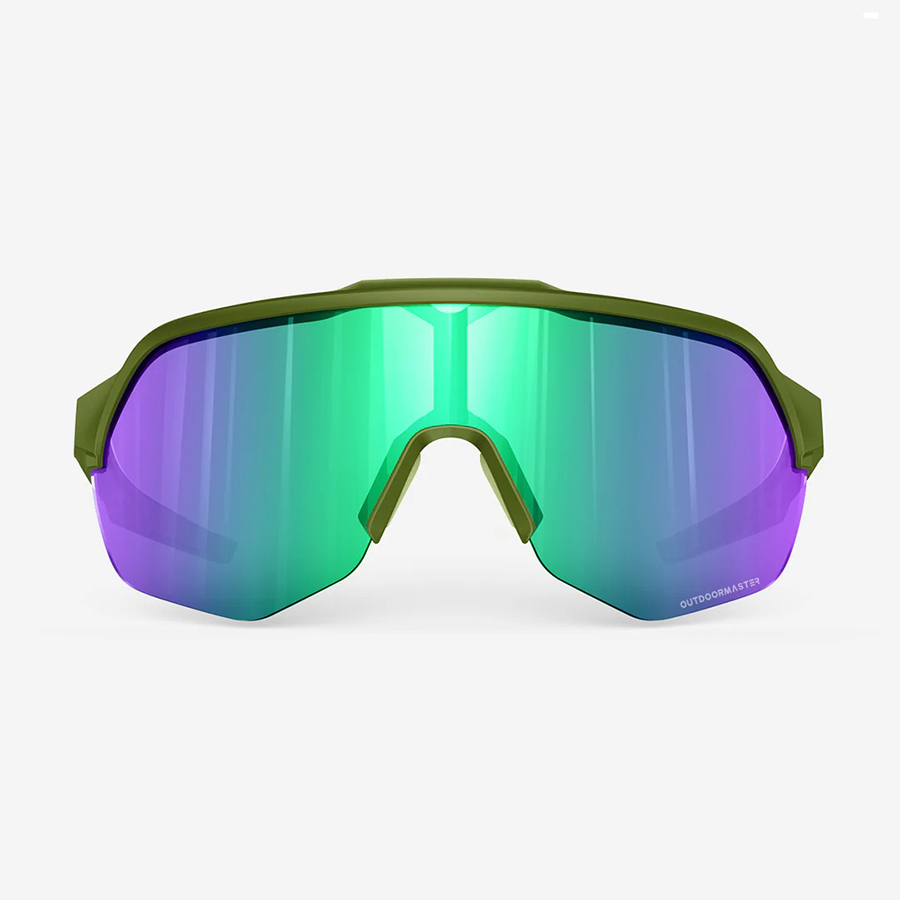 Outdoor Master Hawk Enhance Sports Sunglasses - Army Green/Green - Image 2
