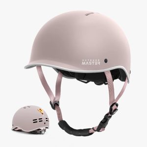 Outdoor Master GOAT Skateboarding and Cycling Helmet with Light - Light Pink/White