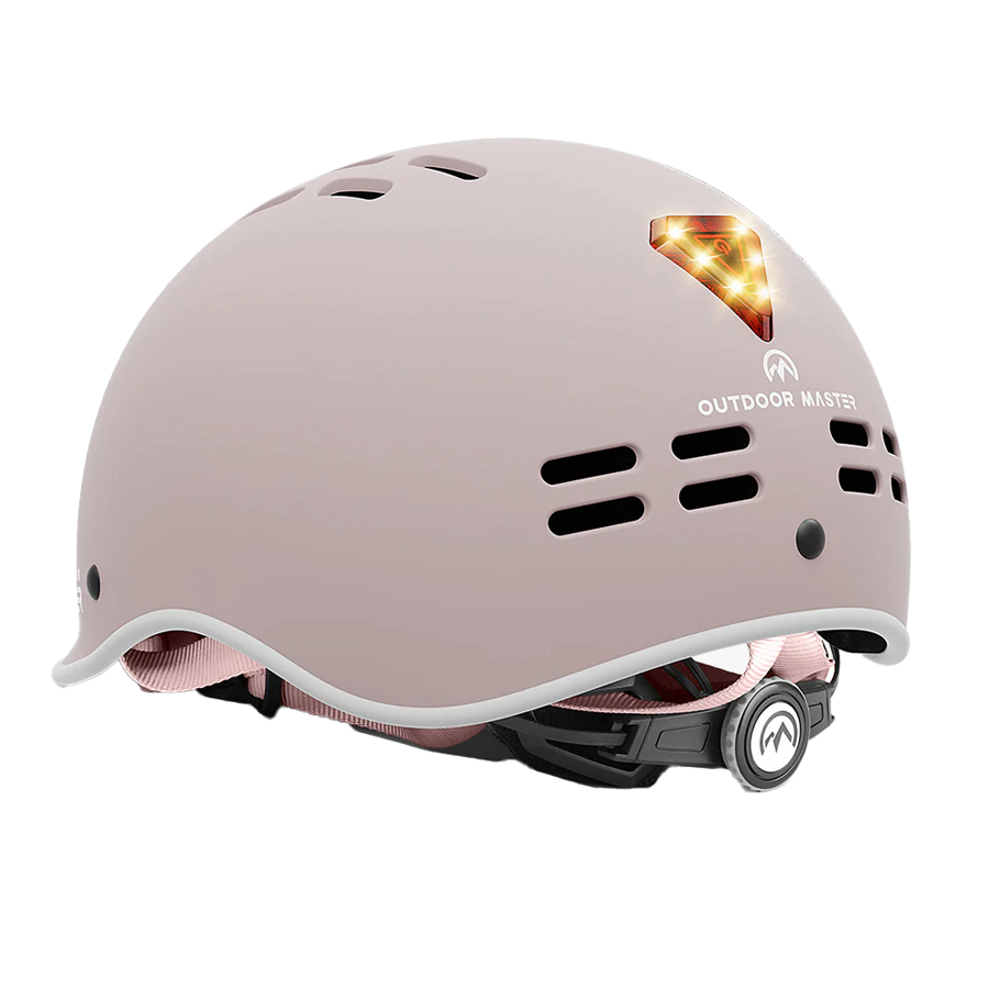 Outdoor Master GOAT Skateboarding and Cycling Helmet with Light - Light Pink/White - Image 3